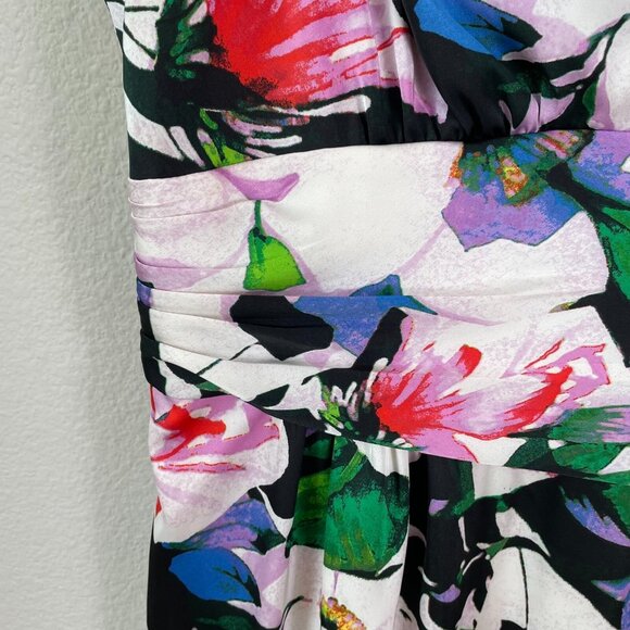 Ralph Lauren Womens Plus 16 Floral Satin Sheath Dress Sleeveless V Neck Cocktail - Picture 6 of 9